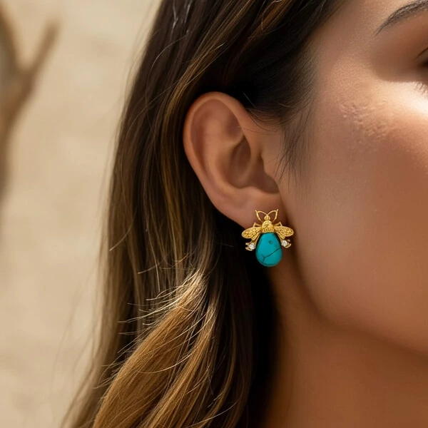 Brinco Abelha Turquesa