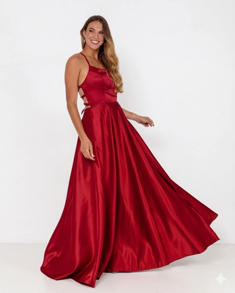 FotoVestido Zilma Alça Fina Em Cetim