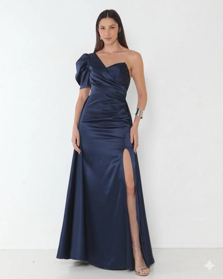 FotoVestido Livia Em New Span OMbro Assimétrico Longo Fenda