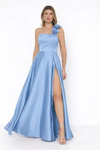 Vestido Fabiola Alça Flor Longo Fenda