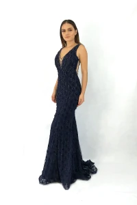 Vestido longo bordado sereia