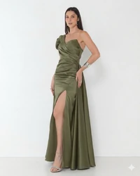 Vestido Livia Em New Span OMbro Assimétrico Longo Fenda