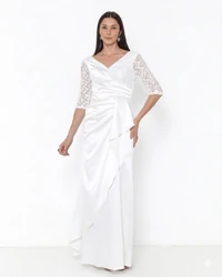 Vestido Zenith Sofisticado Em Cetim Indonésia Manga 3/4