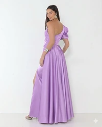 Vestido Livia Em New Span OMbro Assimétrico Longo Fenda