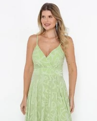 Vestido Thaís em Jacquard Arboreto Verde