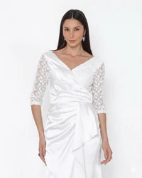 Vestido Zenith Sofisticado Em Cetim Indonésia Manga 3/4