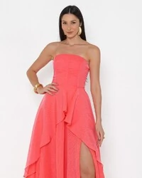 Vestido Suzi Longo Fluido Em Organza Lalique