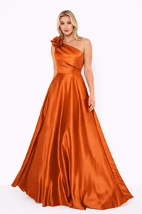 Vestido Viviane Em Cetim Detalhe Em Flor Mula Manca