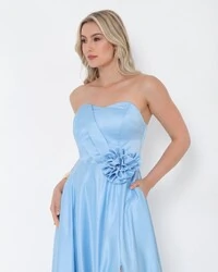 Vestido Paola Flor Sem Alca Em Cetil Bucol