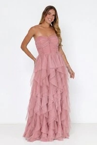 Vestido Paulina Saia Longa Com Babados Em Tule Aurora