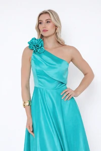 Vestido Viviane Em Cetim Detalhe Em Flor Mula Manca