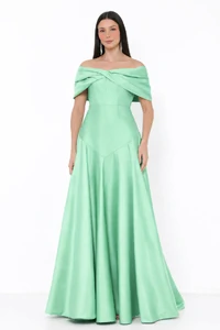 Vestido Blanca Ombro a Ombro Sofisticado