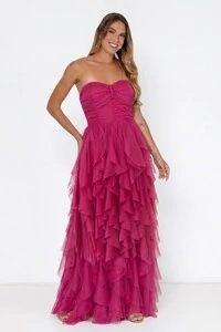 Vestido Paulina Saia Longa Com Babados Em Tule Aurora