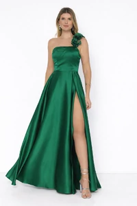 Vestido Fabiola Alça Flor Longo Fenda