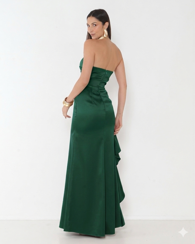FotoVestido Zaine Detalhe Em Babado Cascata Verde Esmeralda