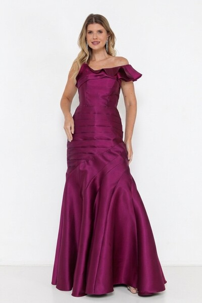 Foto Vestido Longo Ivanice Efeito Sereia Fucsia