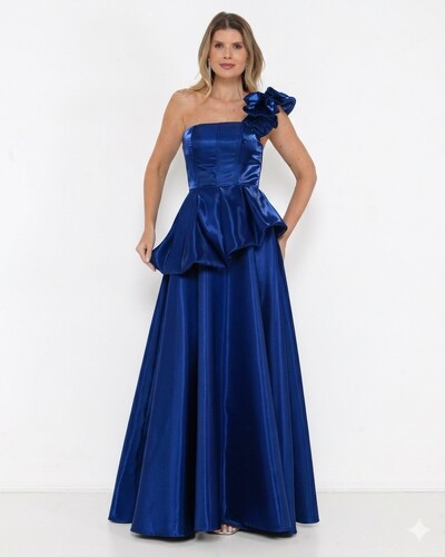 Foto Vestido Tutti Glow Em Zibeline Gloss Azul Royal