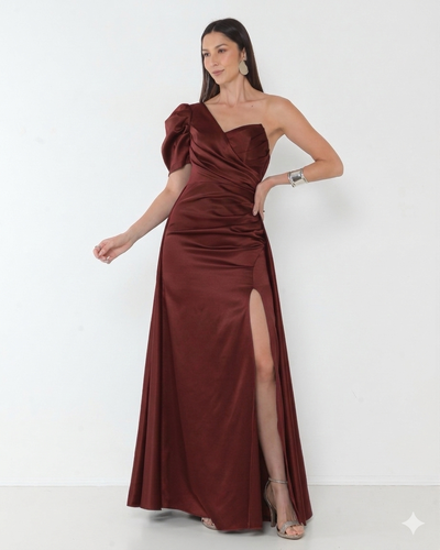 Foto Vestido Livia Com Fenda Lateral Marsala