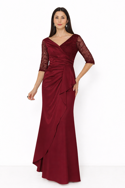 Foto Vestido Zenith Sofisticado Em Cetim Indonésia Manga 3/4