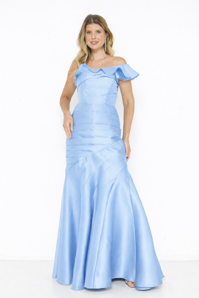 Foto Vestido Ivanice Em Zibeline Modelo Sereia Ombro Assimétrico