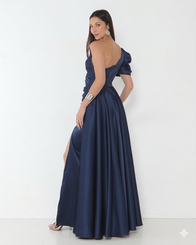 FotoVestido Livia Em New Span OMbro Assimétrico Longo Fenda