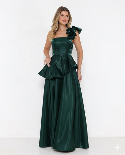 Foto Vestido Tutti Glow Em Zibeline Gloss Verde Esmeralda