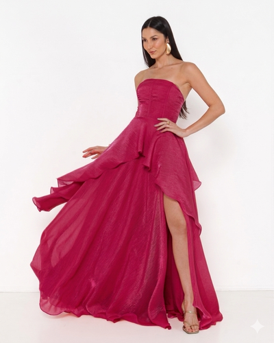 Foto Vestido Suzi Longo Fluido Em Organza Lalique