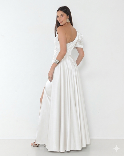 FotoVestido Livia Com Fenda Lateral Branco