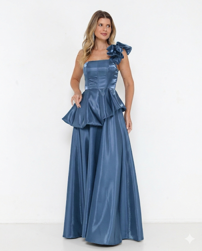 Foto Vestido Tutti Glow Em Zibeline Gloss Azul Serenity