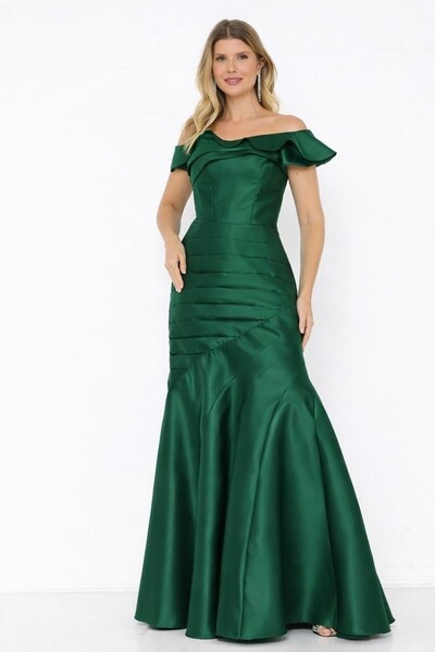 Foto Vestido Ivanice Em Zibeline Modelo Sereia Ombro Assimétrico