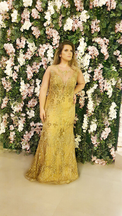 Vestido longo sereia todo bordado