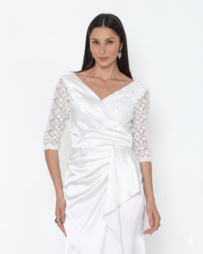 Foto Vestido Zenith Sofisticado Em Cetim Indonésia Manga 3/4