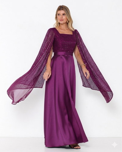 Foto Vestido Suellen Manga Capa Com Brilho