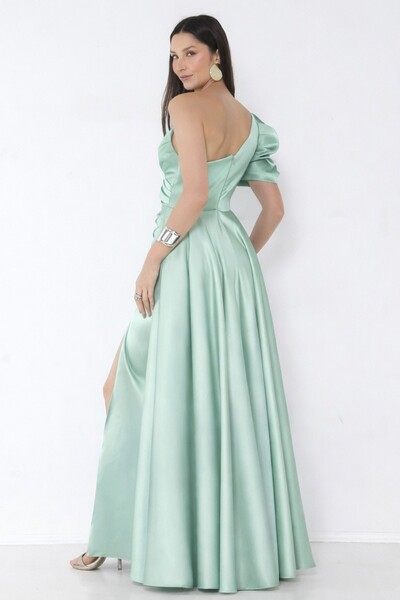 FotoVestido Livia Em New Span OMbro Assimétrico Longo Fenda