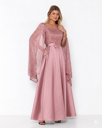 Foto Vestido Suellen Manga Capa Com Brilho