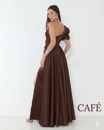 FotoVestido Livia Em New Span OMbro Assimétrico Longo Fenda