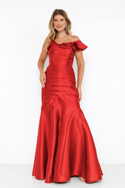 Foto Vestido Ivanice Em Zibeline Modelo Sereia Ombro Assimétrico