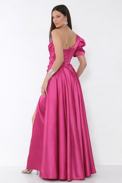 FotoVestido Livia Em New Span OMbro Assimétrico Longo Fenda