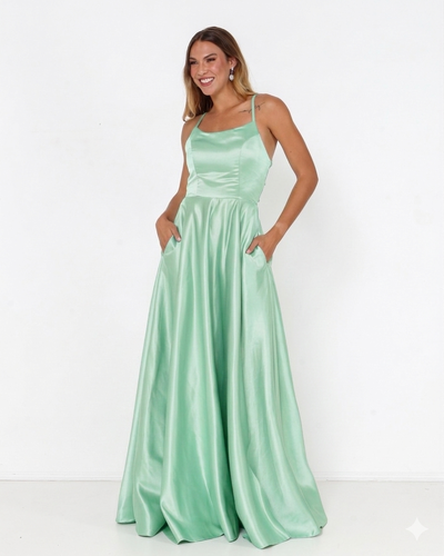 FotoVestido Zilma Alça Fina Em Cetim