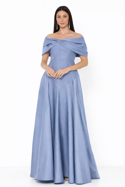 Foto Vestido Blanca Ombro a Ombro Sofisticado