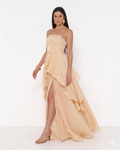 FotoVestido Suzi Longo Fluido Em Organza Lalique