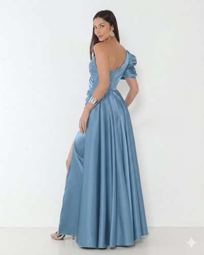 FotoVestido Livia Em New Span OMbro Assimétrico Longo Fenda