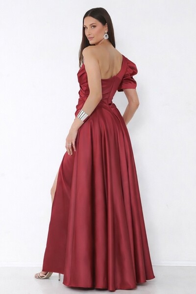 FotoVestido Livia Em New Span OMbro Assimétrico Longo Fenda