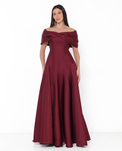 Foto Vestido Blanca Ombro a Ombro Sofisticado