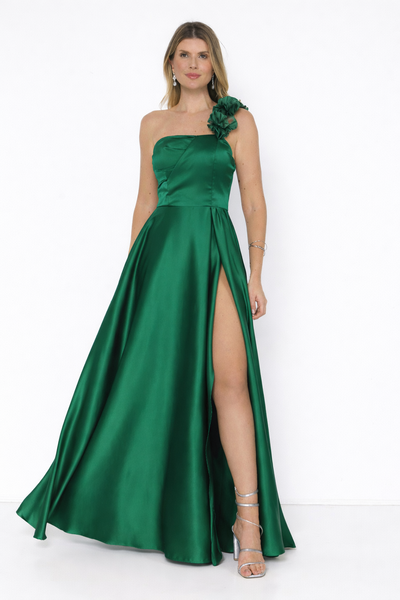 Foto Vestido Fabiola Alça Flor Longo Fenda