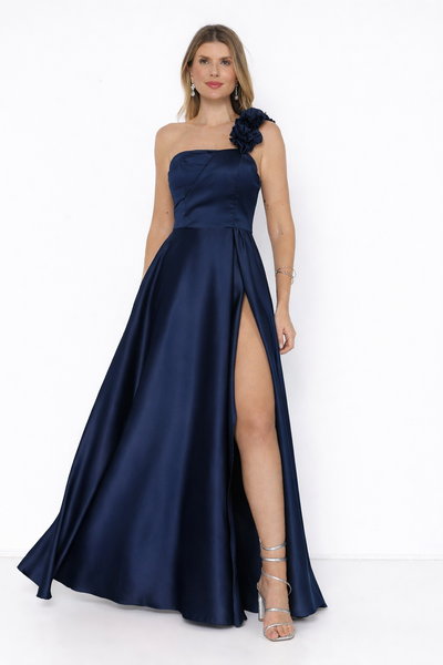 Foto Vestido Fabiola Alça Flor Longo Fenda