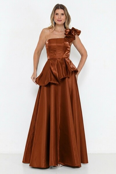 Foto Vestido Tutti Glow Em Zibeline Gloss Terracota