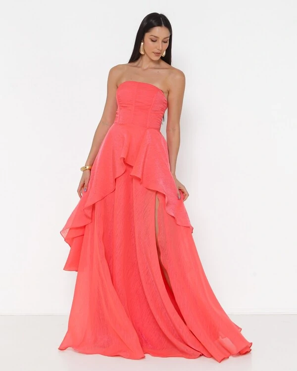 Vestido Suzi Longo Fluido Em Organza Lalique