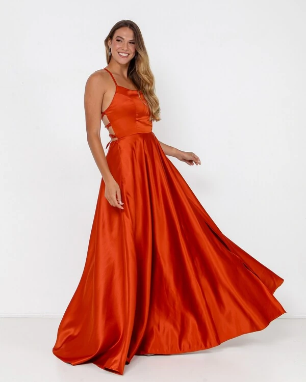 Vestido Zilma Alça Fina Em Cetim