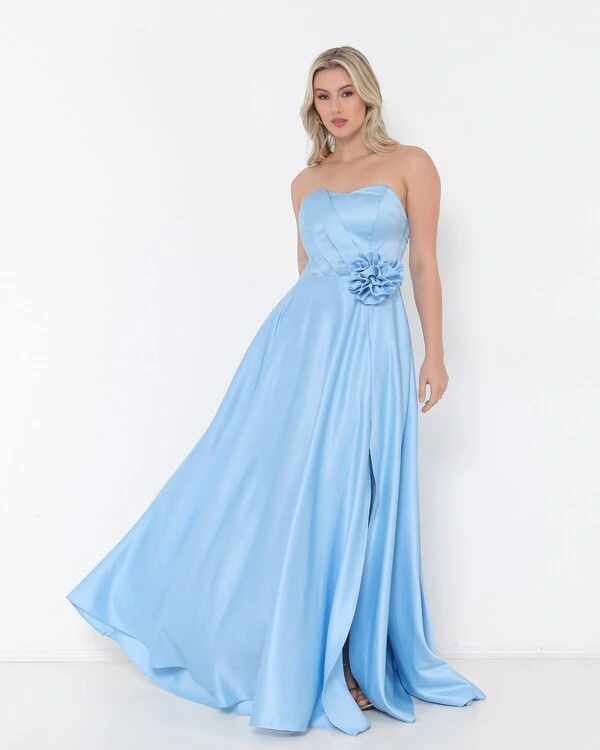 Vestido Paola Flor Sem Alca Em Cetil Bucol